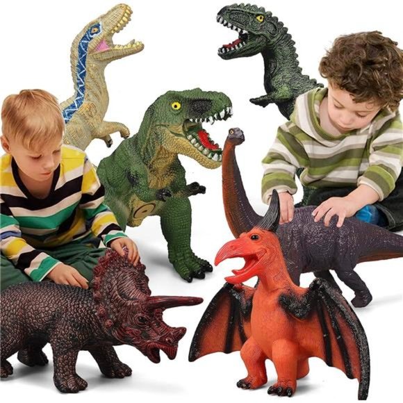 6 Piece Jumbo Dinosaur Toys for Kids and Toddlers, 13-17 Inches Giganotosaurus